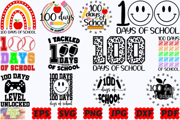 100 Days of School SVG Graphics