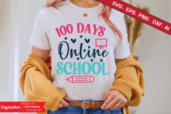 100 Days Online School: A Graphic Design Asset for T-Shirt Designs & More