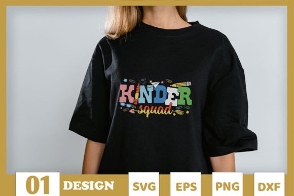 Kinder Squad Teacher SVG: A Playful Graphic Design Asset for T-Shirt Designs