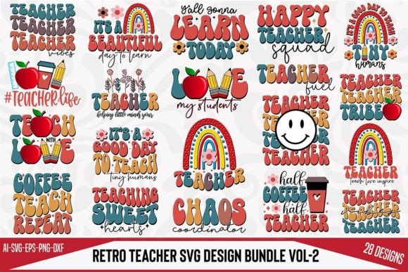 Retro Teacher SVG Design Bundle Vol-2