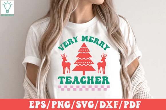 Retro Very Merry Teacher SVG Graphics